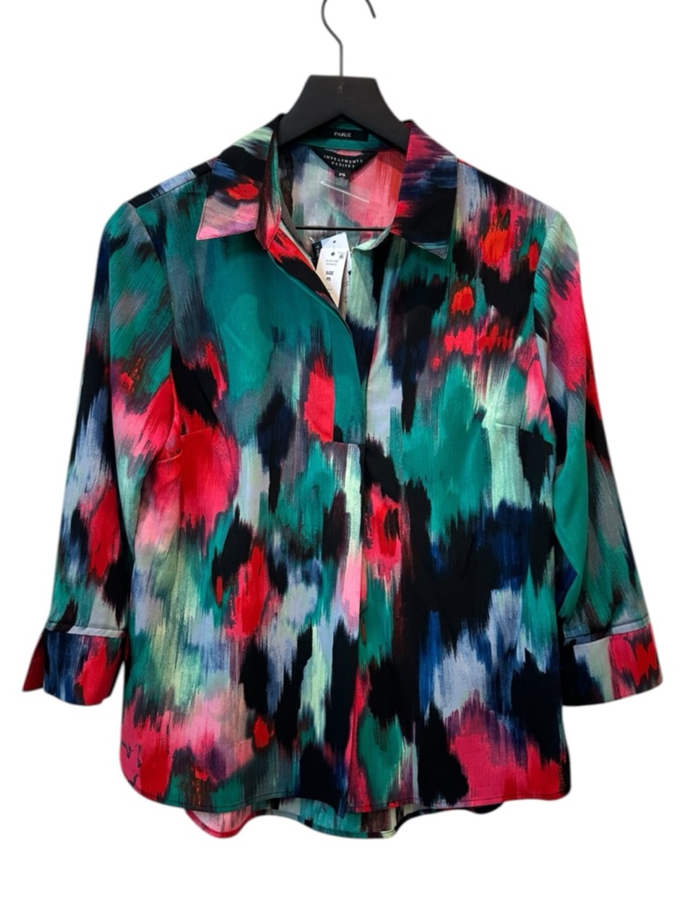 New Investments Paige Watercolor Pullover Collared Petite Shirt